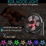 COMLIFE 8” Table Fan with Remote, Portable USB Desk Fan with 3 Powerful Speeds, RGB Light, 360°Rotate, Ultra Quiet for Home Office Bedroom